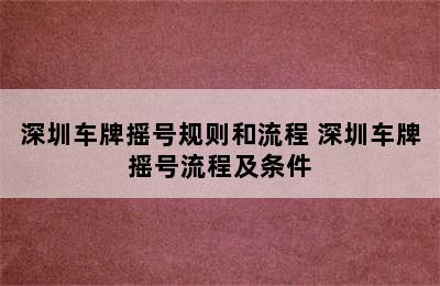 深圳车牌摇号规则和流程 深圳车牌摇号流程及条件